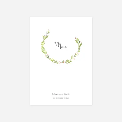 Menu baptême Cueillette