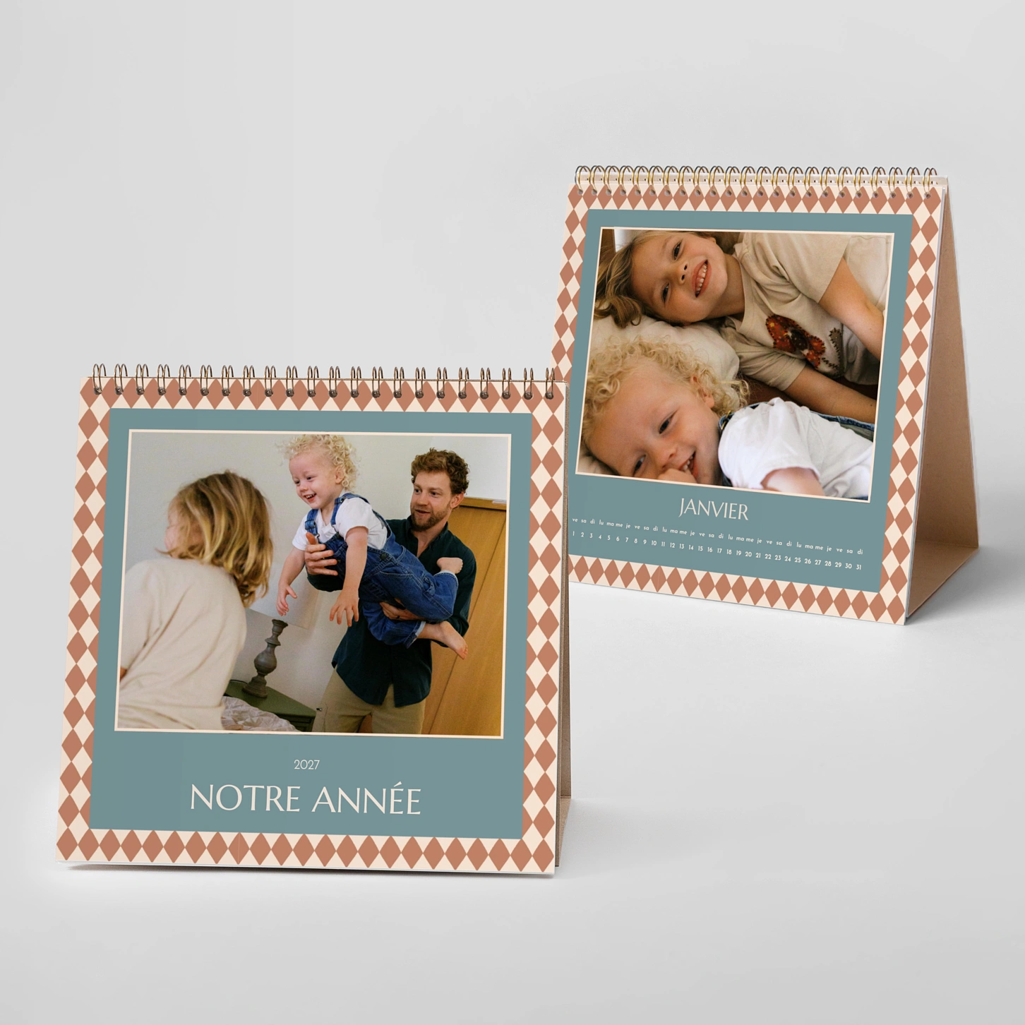 Calendrier photo chevalet Damier chic