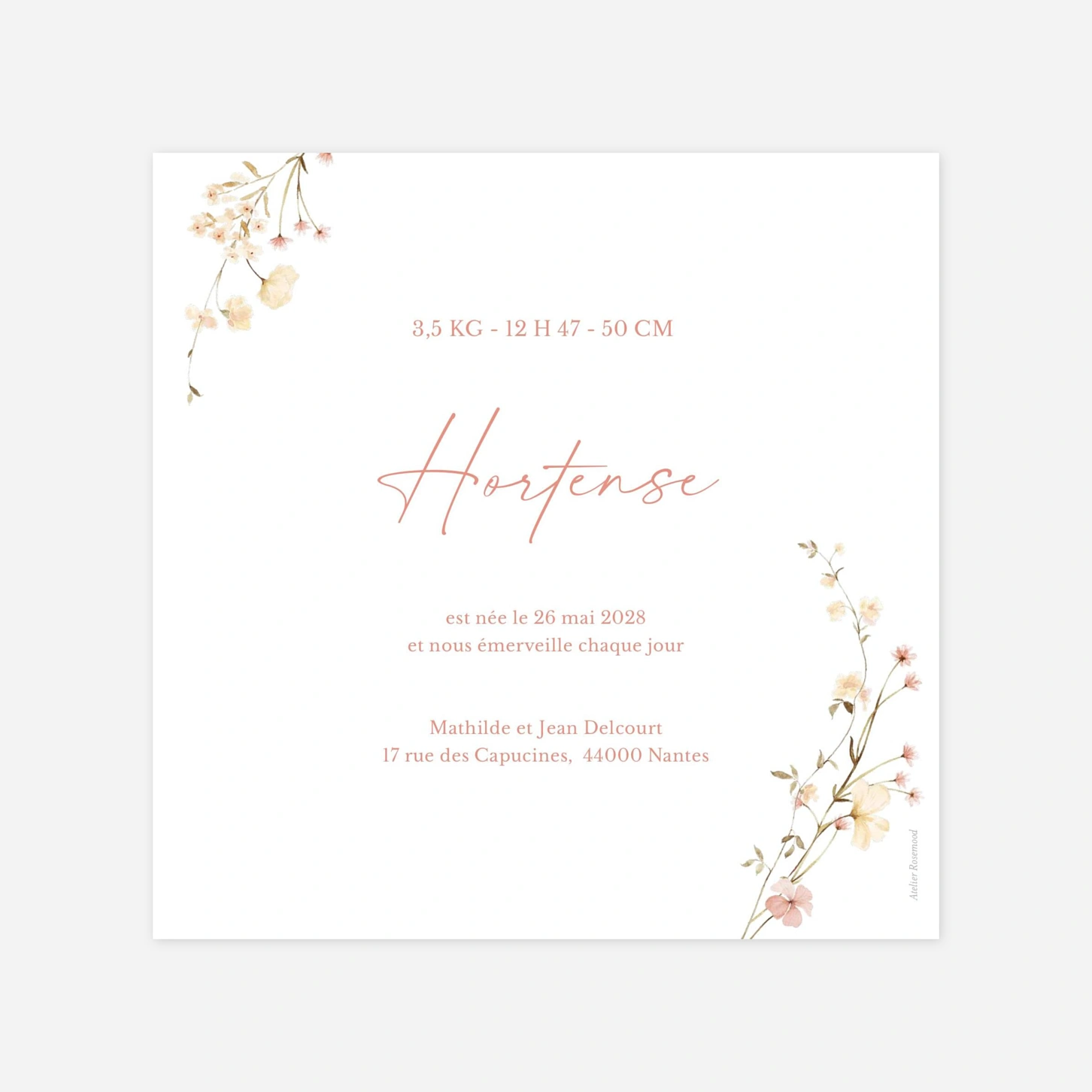 Faire-part naissance Douce Fleur