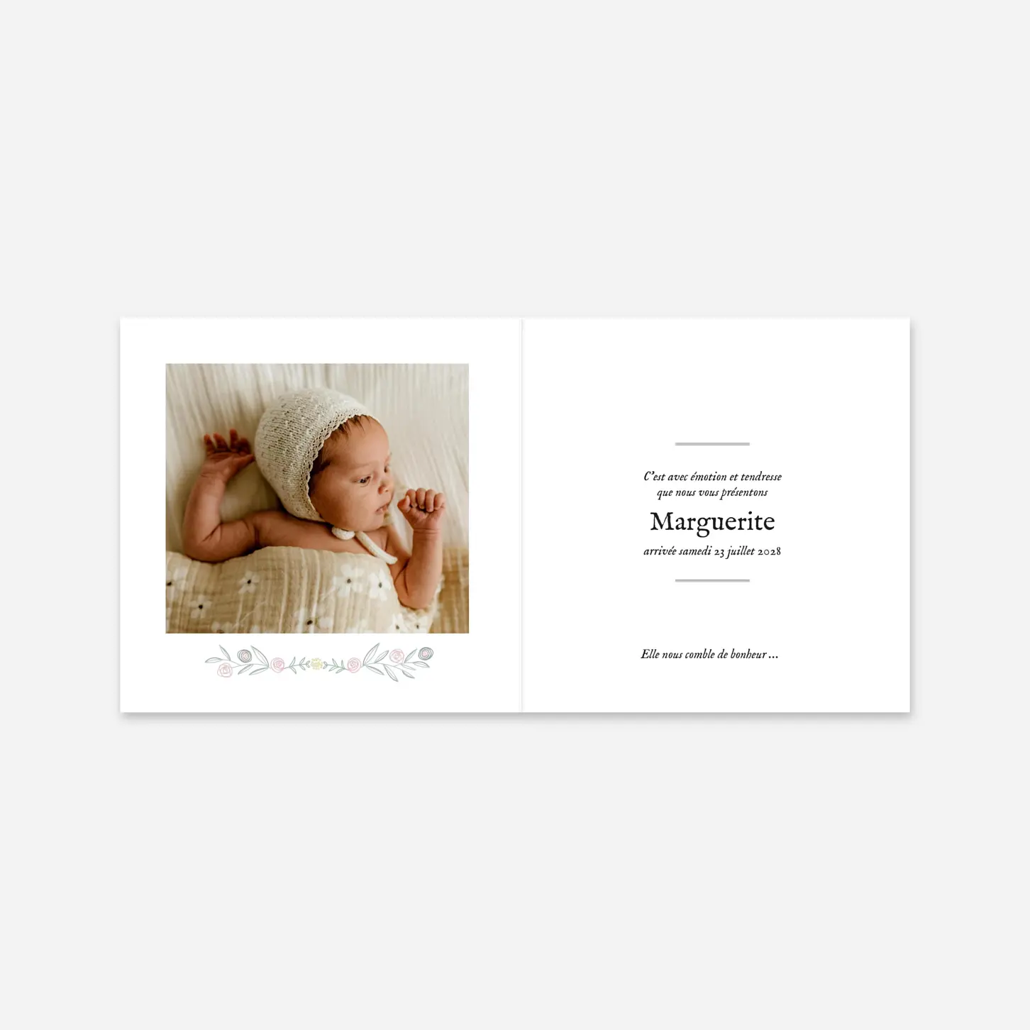 Faire-part naissance Douceur champêtre