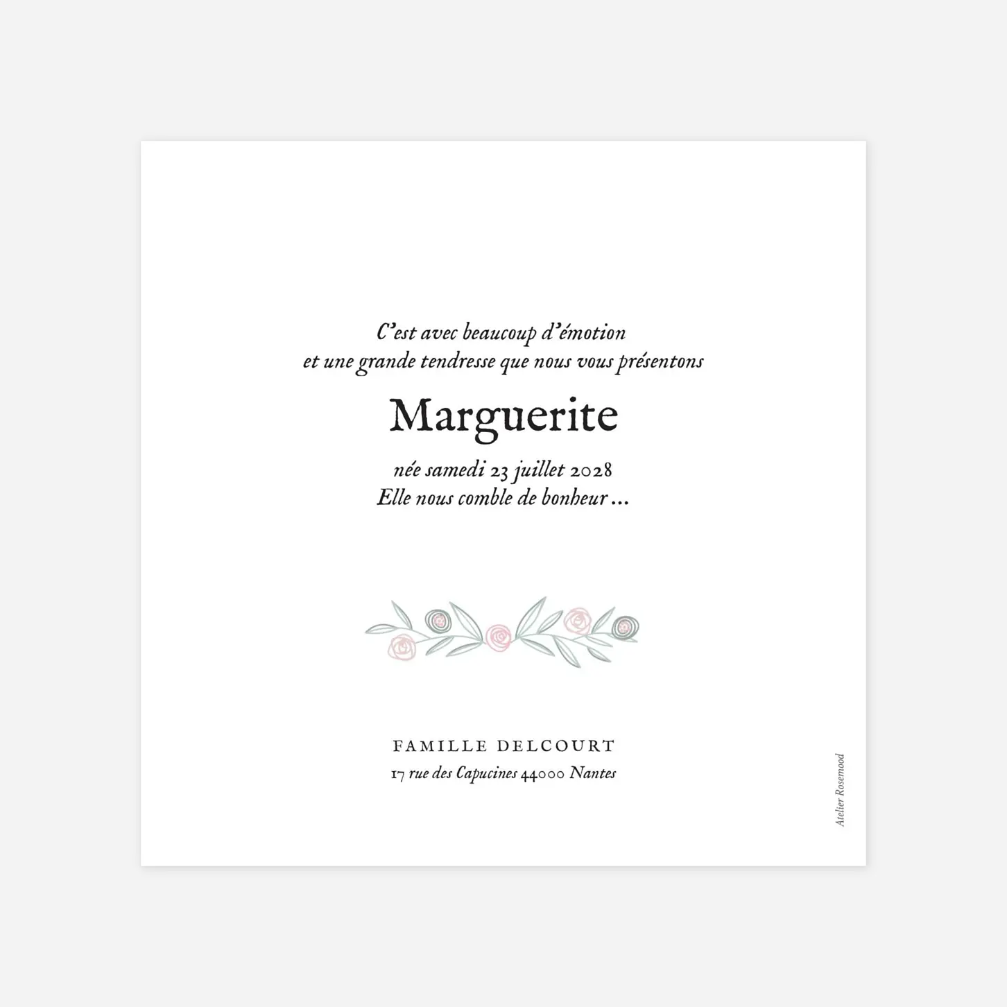 Faire-part naissance Douceur champêtre