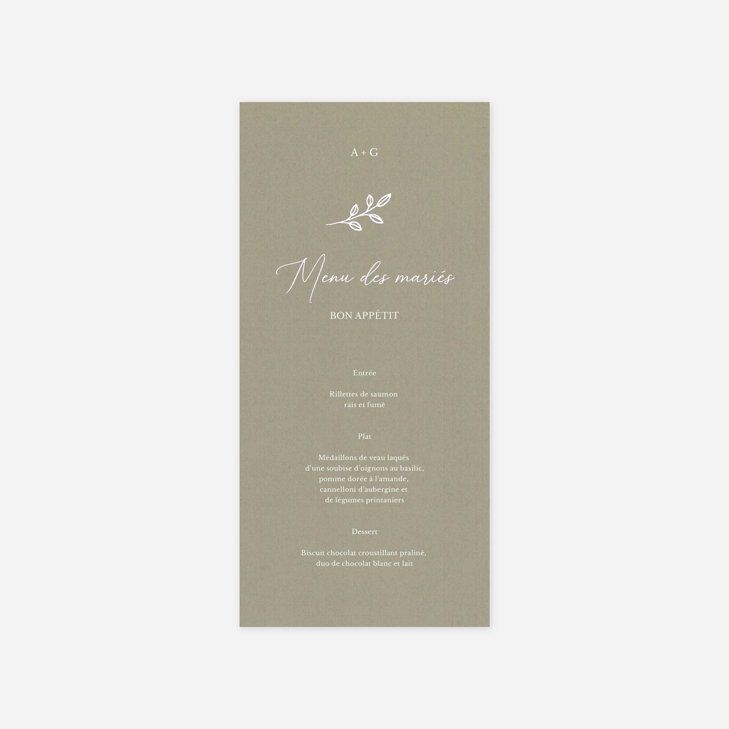 Menu mariage Douce Union