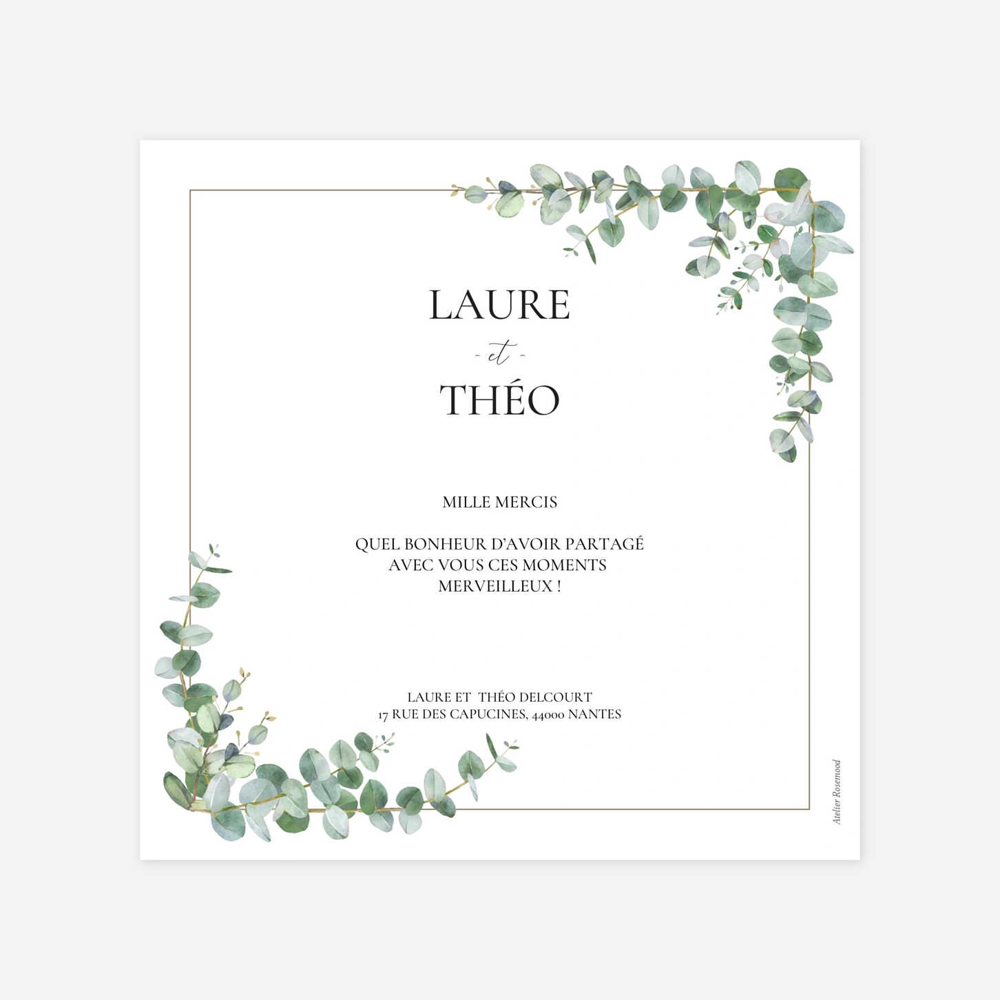 Carte de remerciements Douce verdure