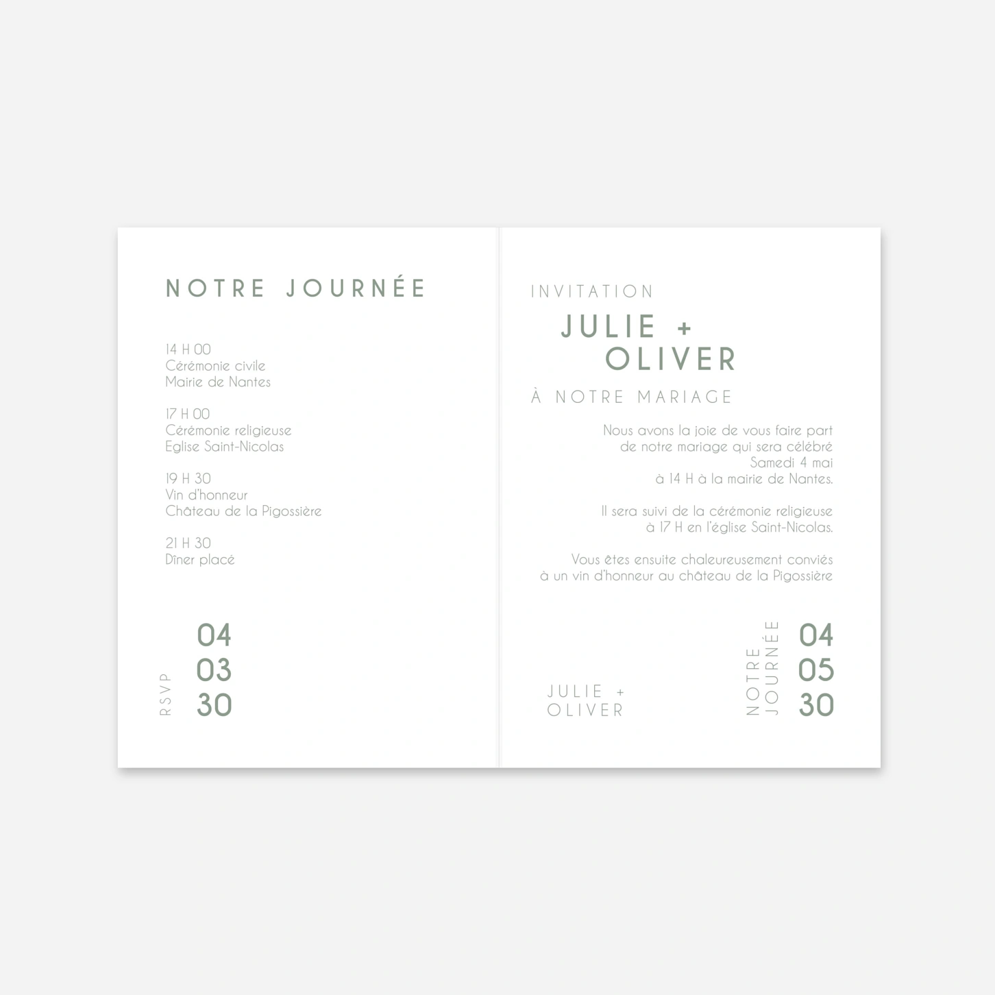 Faire-part mariage Union simple