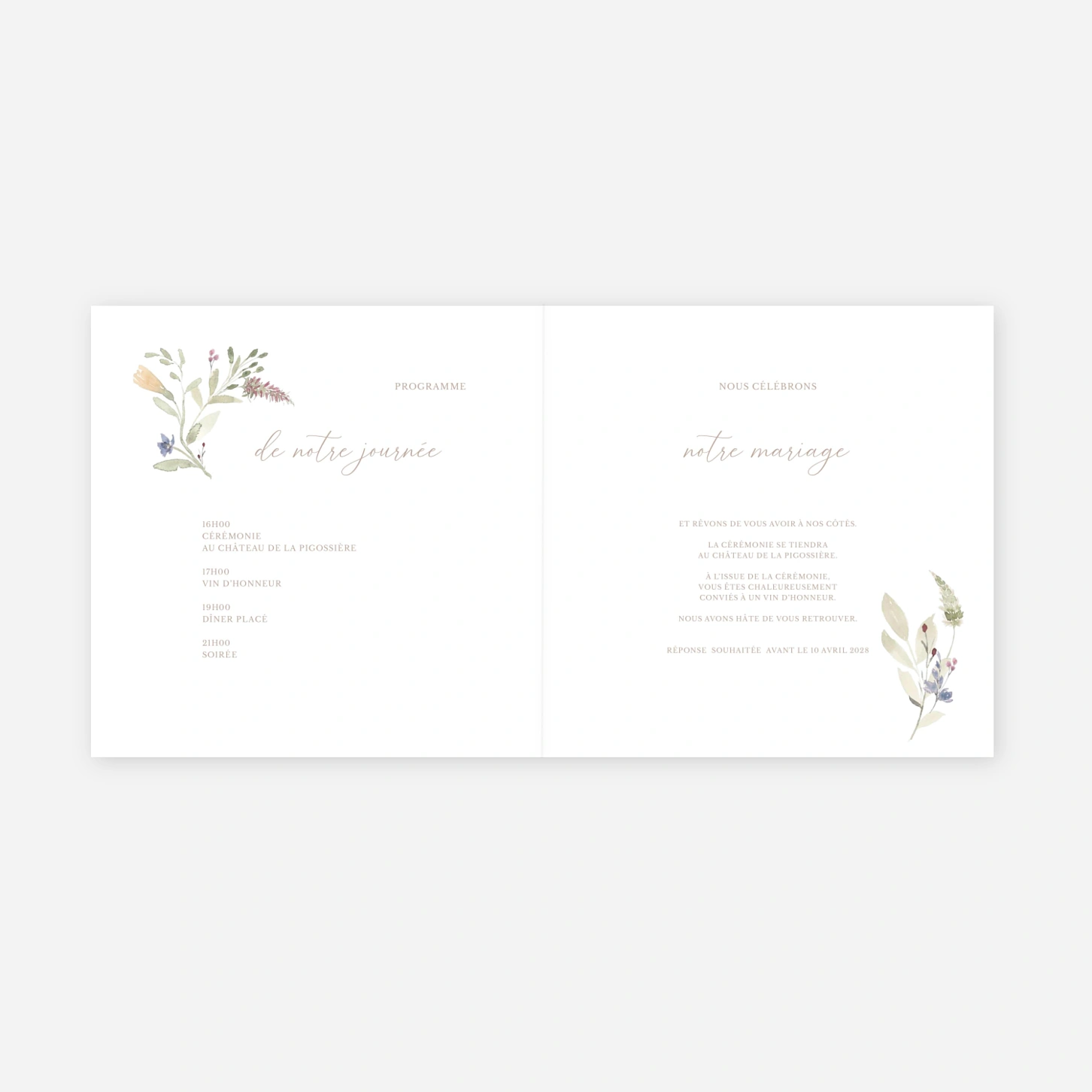 Faire-part mariage Danse florale