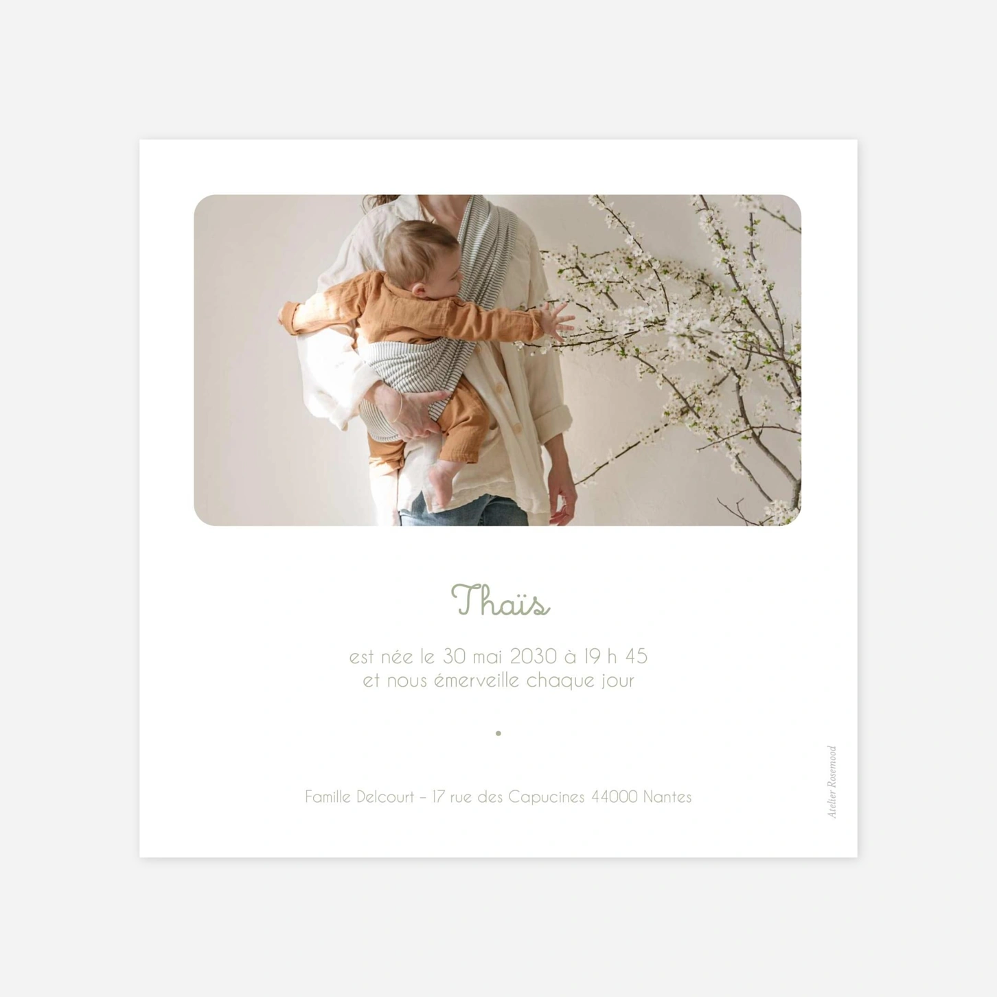 Faire-part naissance Douceur Florale