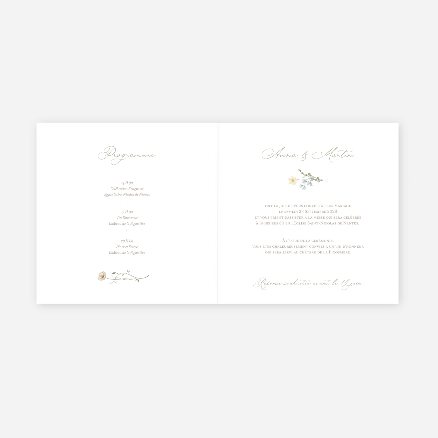 Faire-part mariage Doceur fleurie