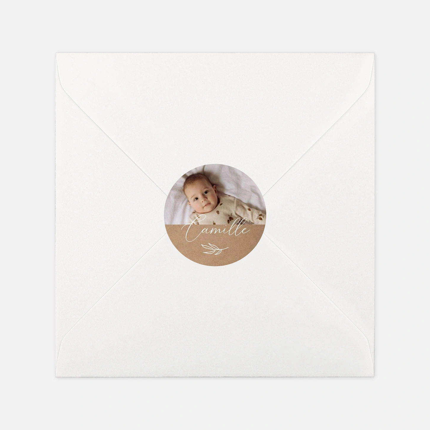 Stickers pour enveloppes baptême Brin d’olivier