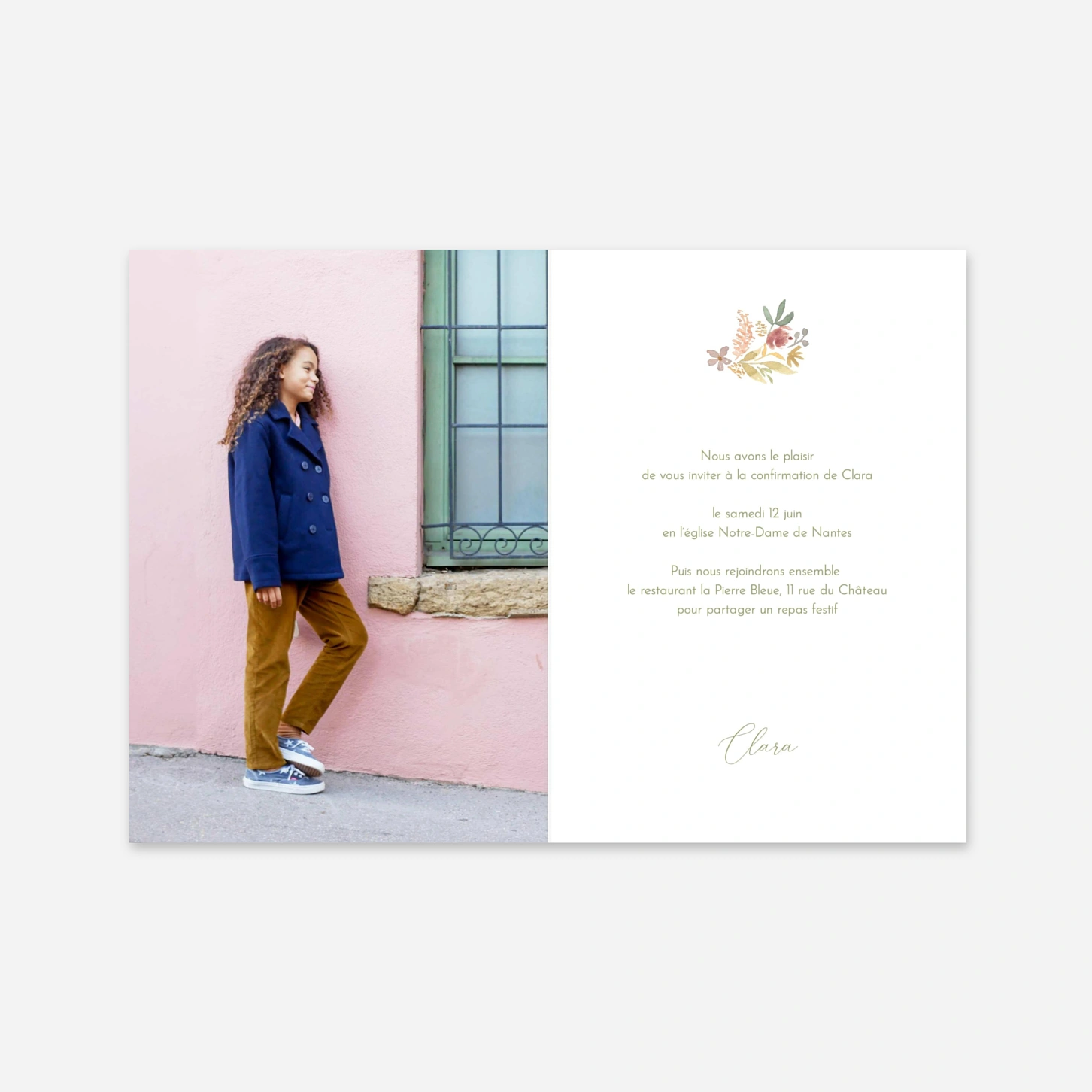 Invitation Confirmation Douce croix