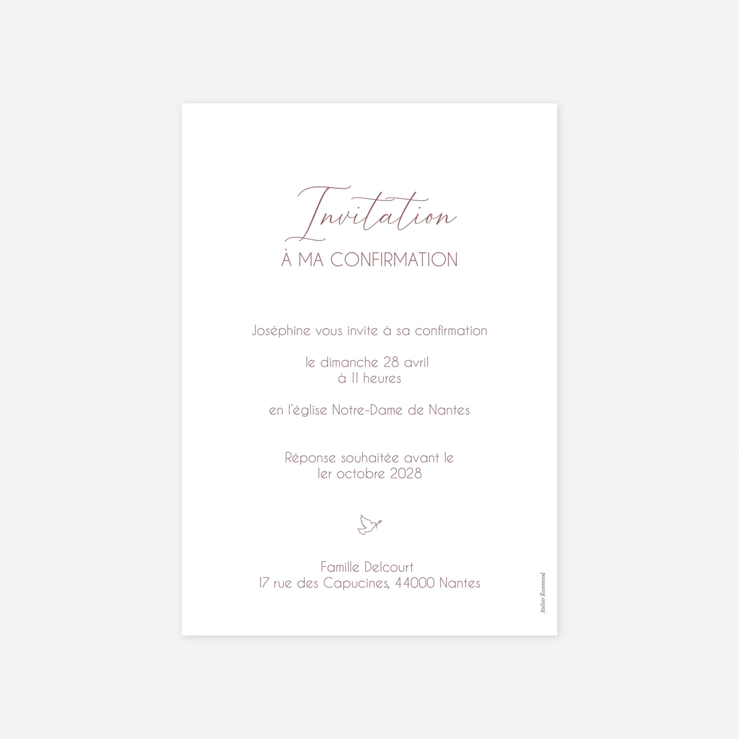 Invitation Confirmation Douce clarté