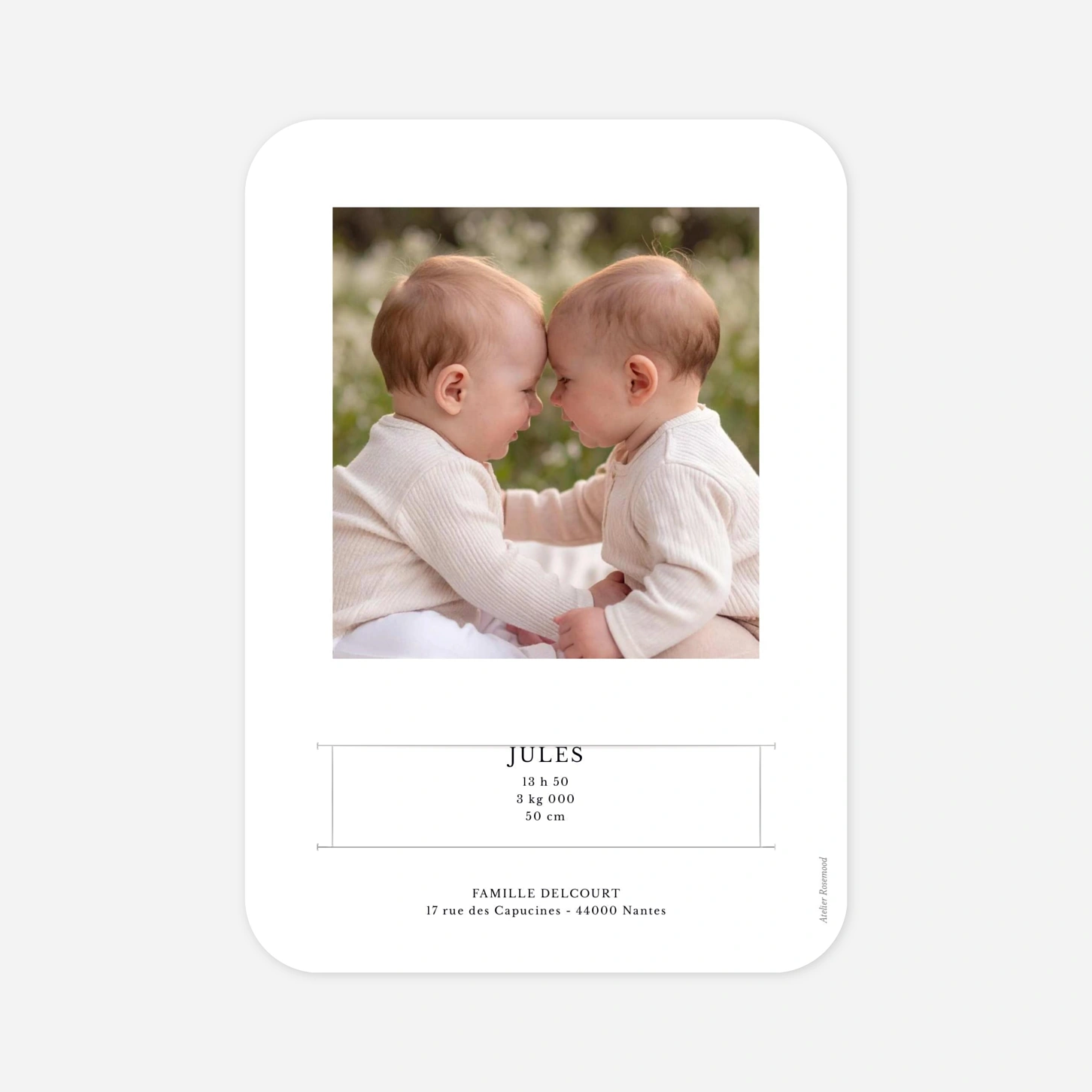 Faire-part naissance jumeaux Douces histoires