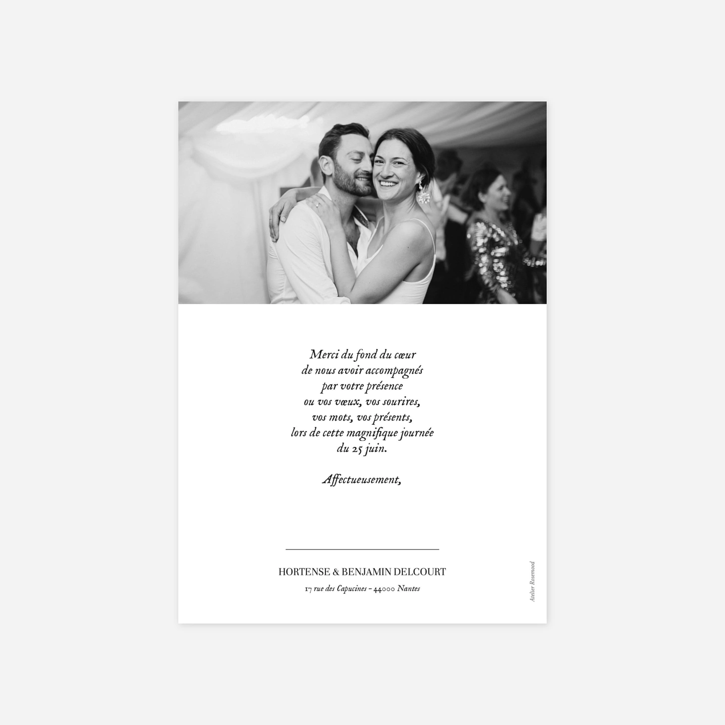 Carte de remerciements Doux instants
