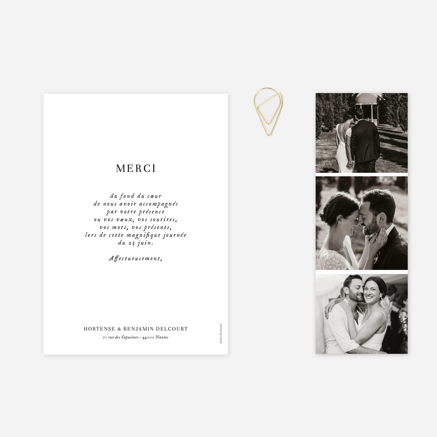 Carte de remerciements Doux instants