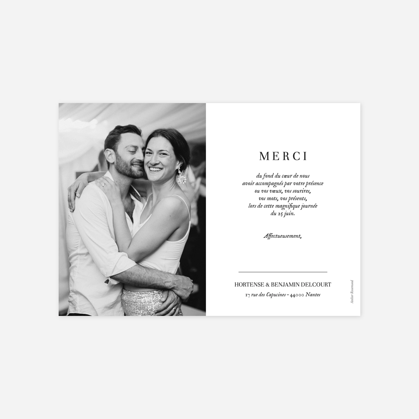 Carte de remerciements Doux instants