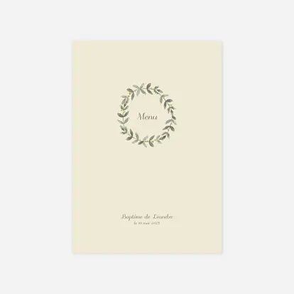 Menu baptême Douce lueur