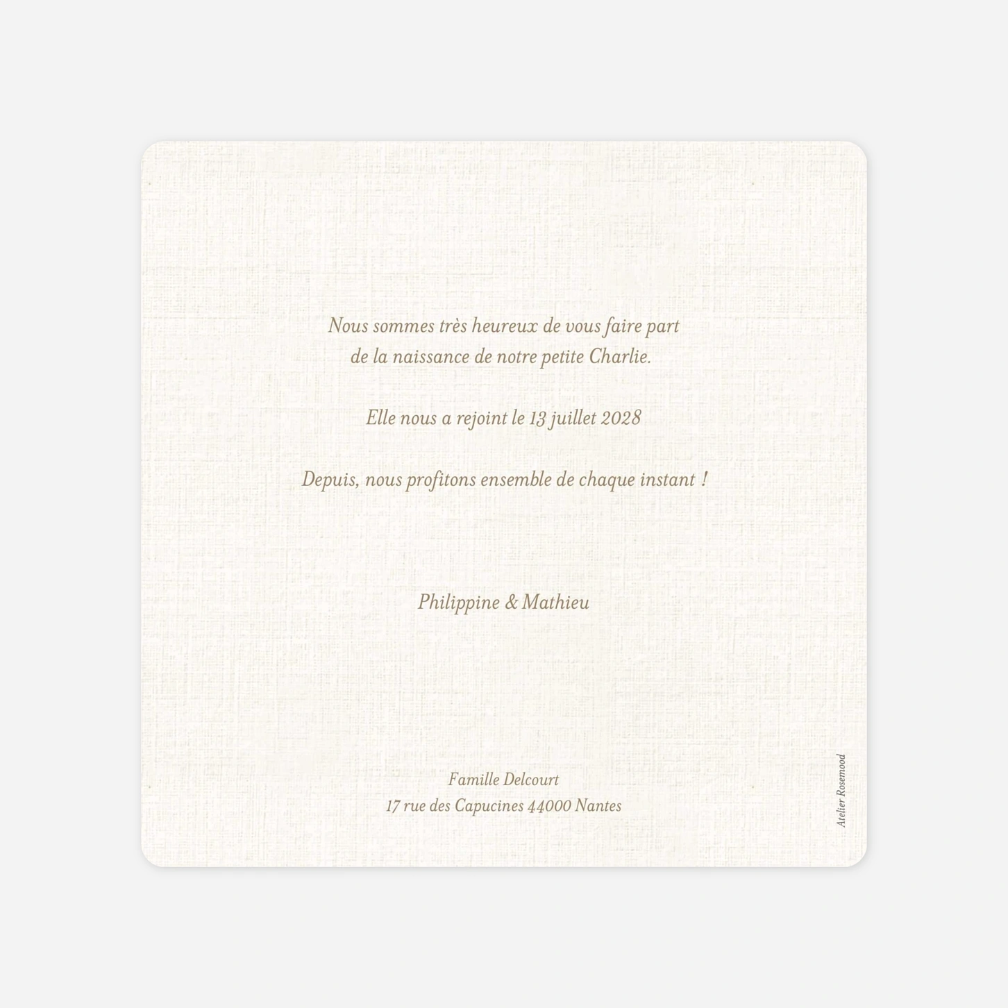 Faire-part naissance Doux tissage