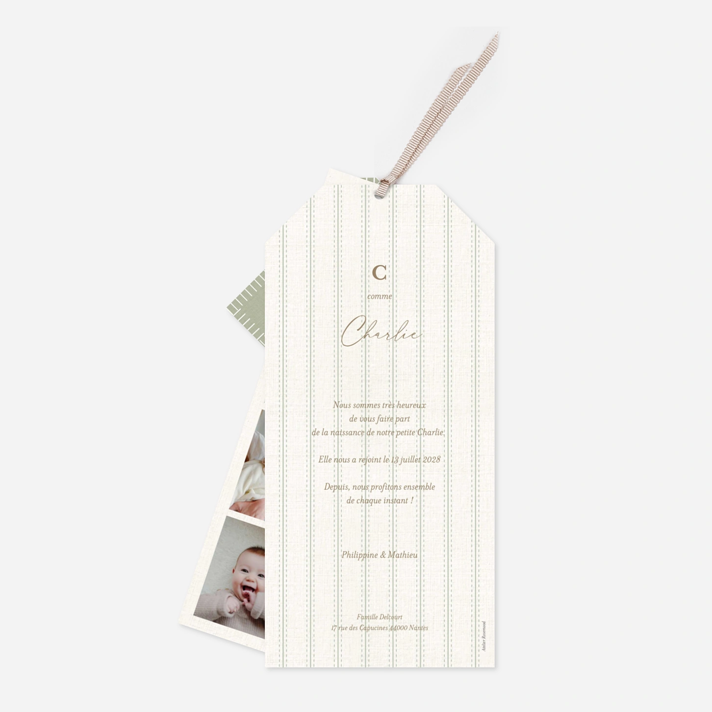 Faire-part naissance Doux tissage