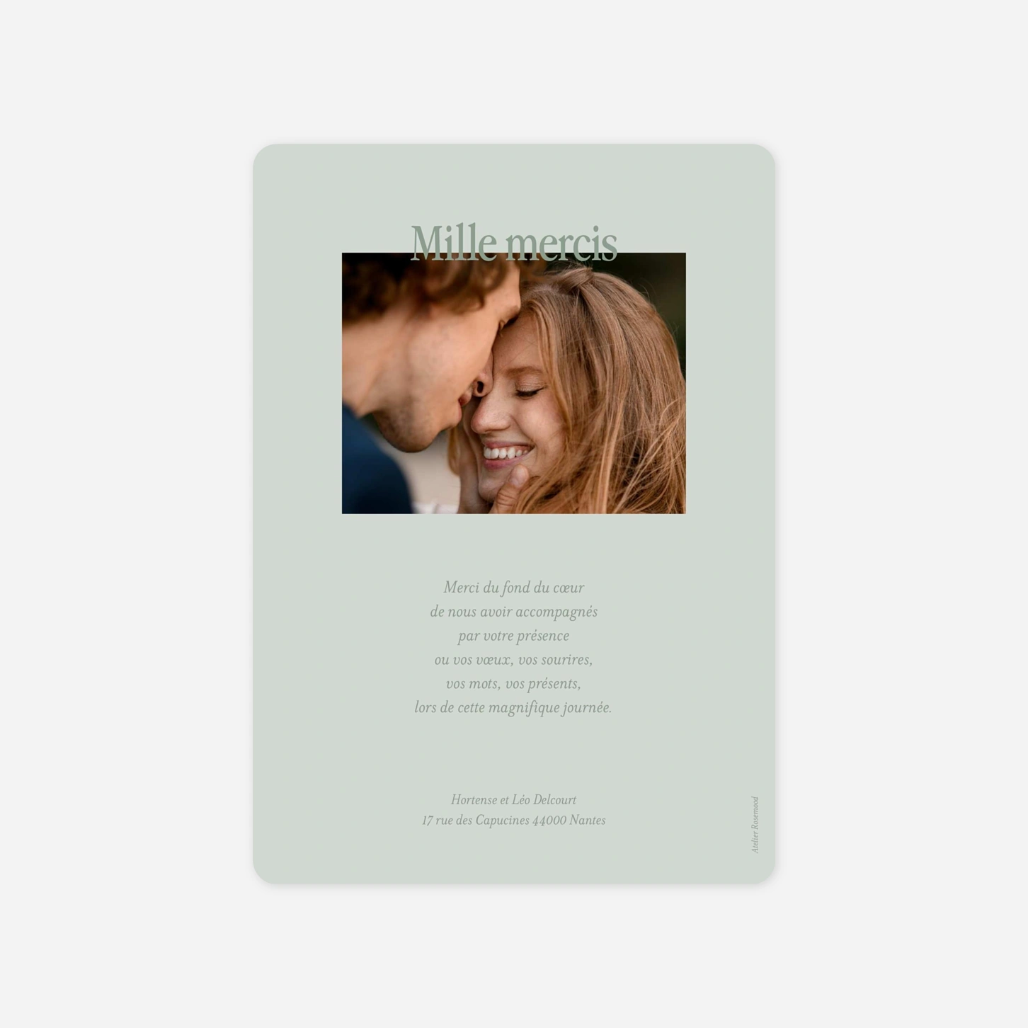 Carte de remerciements Douce palette