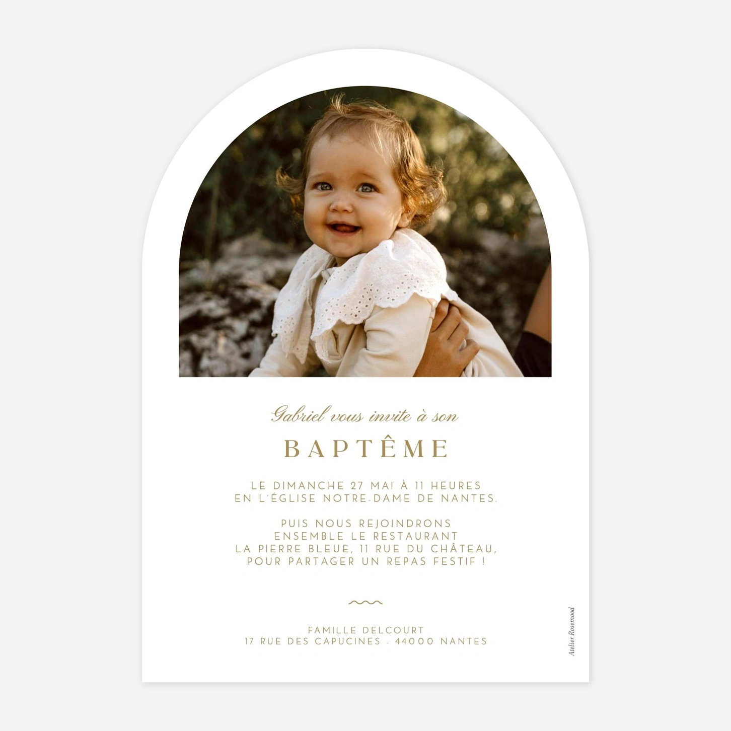 Faire-part baptême Douce rayure