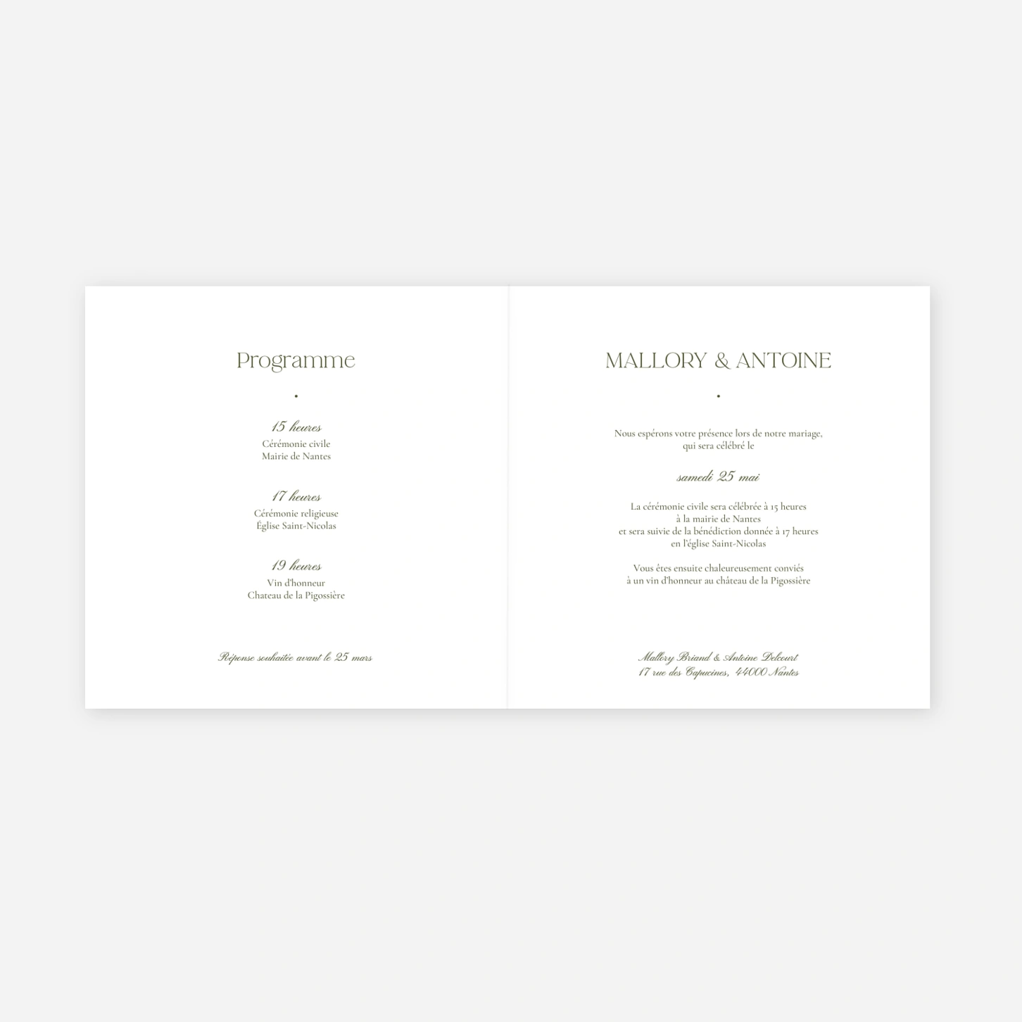 Faire-part mariage Douceur florale