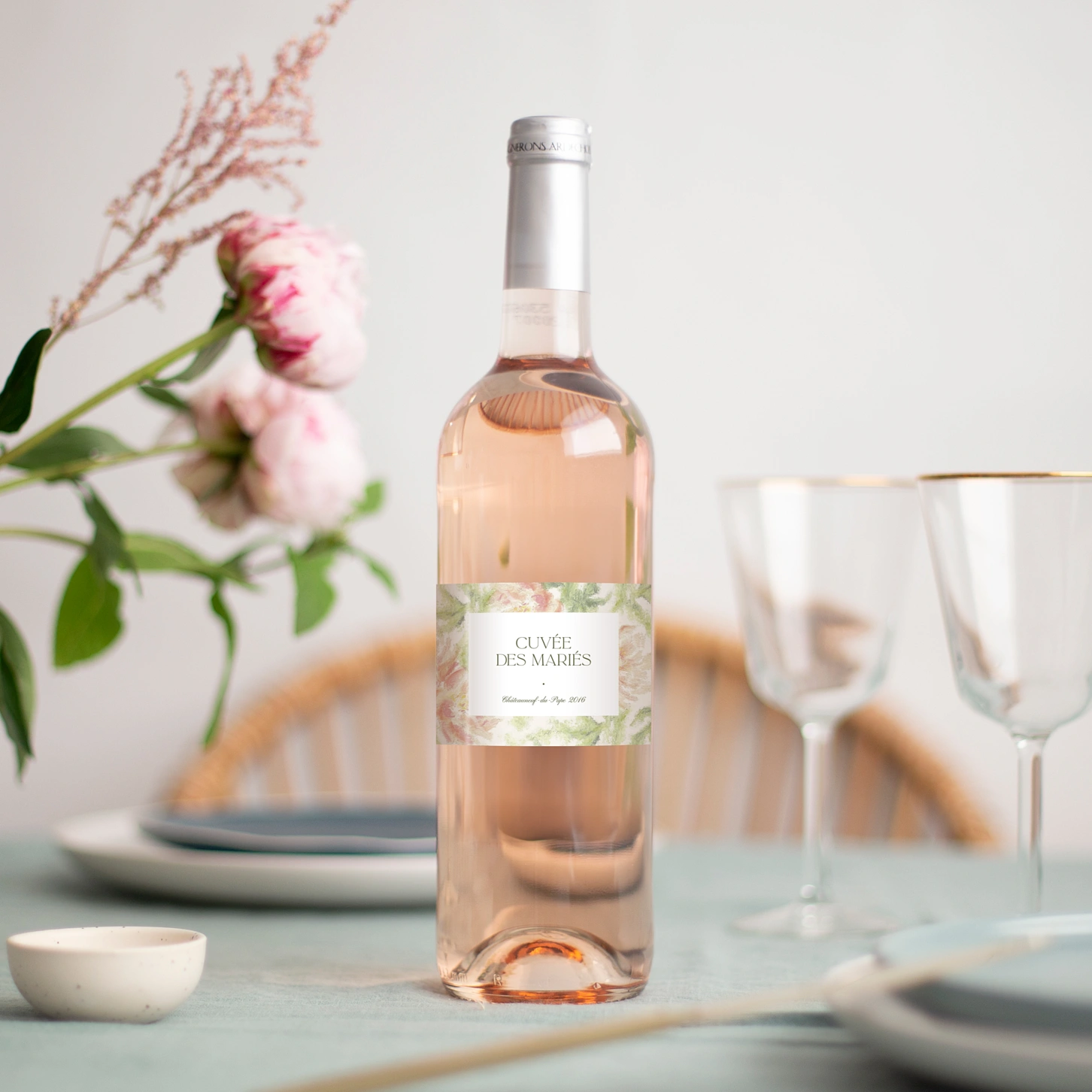 Étiquette bouteille Douceur florale