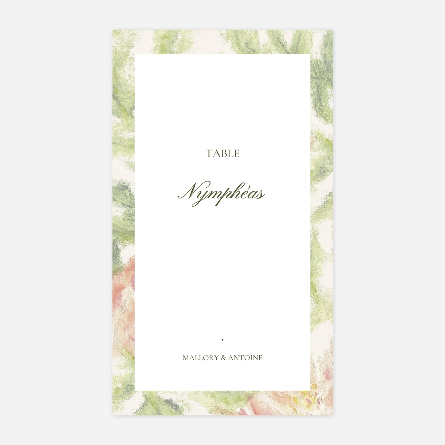Marque-table mariage Douceur florale