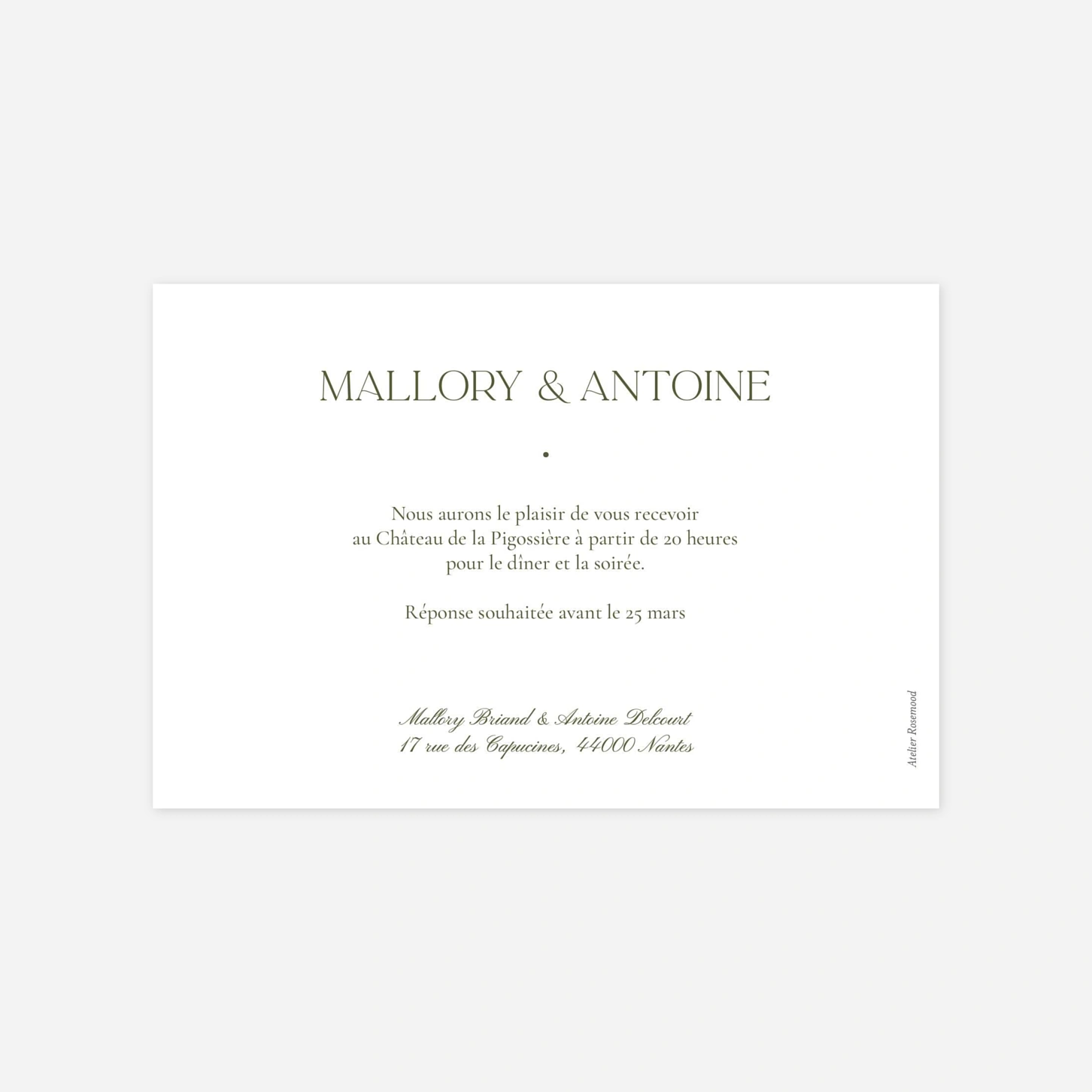 Carton d'invitation Douceur florale