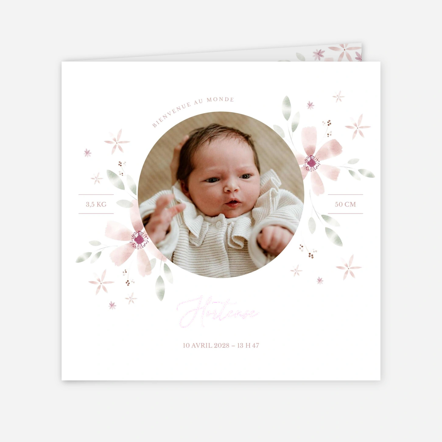 Faire-part naissance Lueur rose