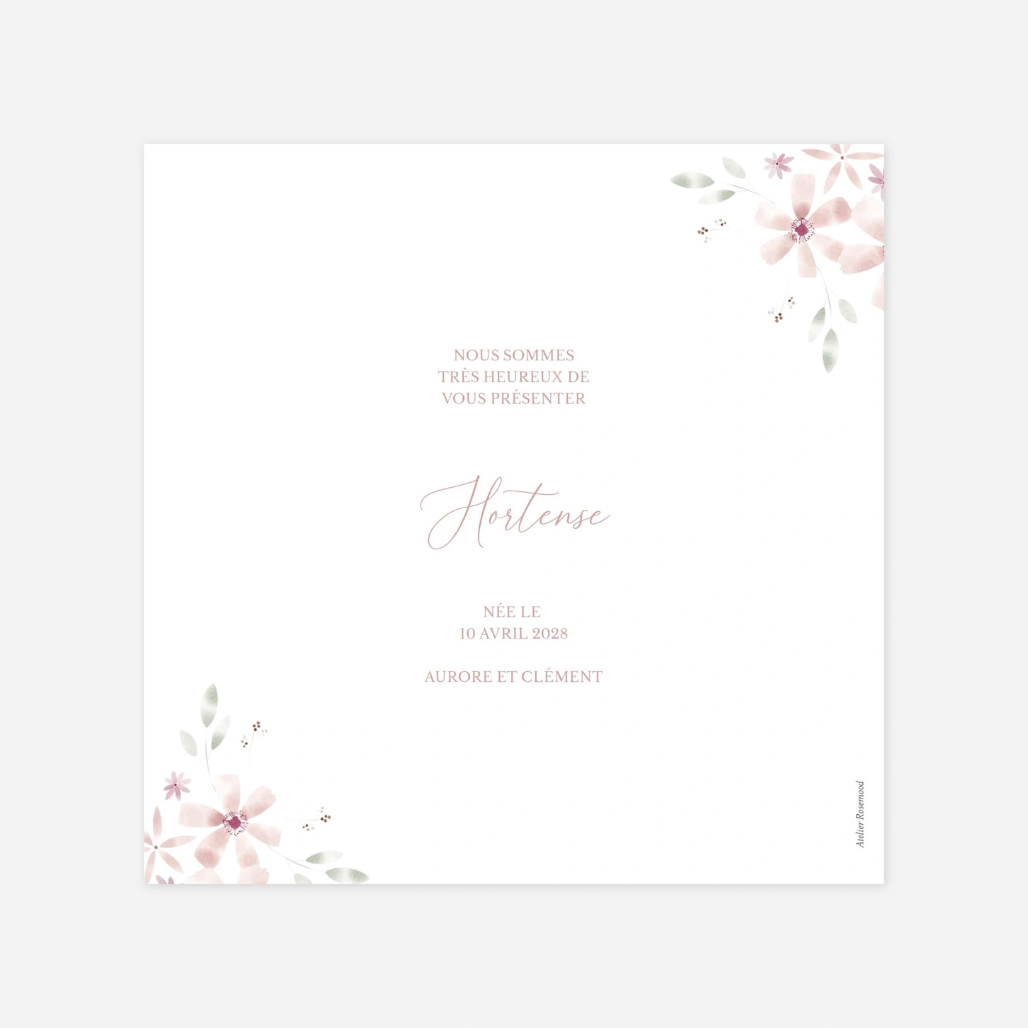 Faire-part naissance Lueur rose