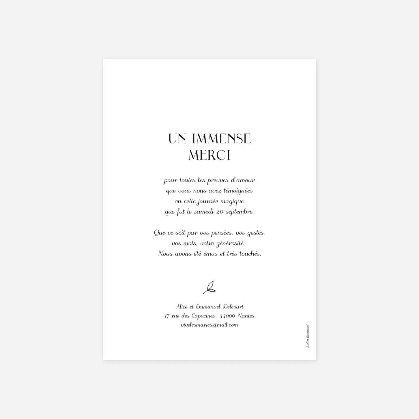 Carte de remerciements Dryade