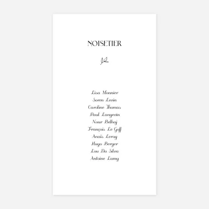 Nom de table mariage Dryade