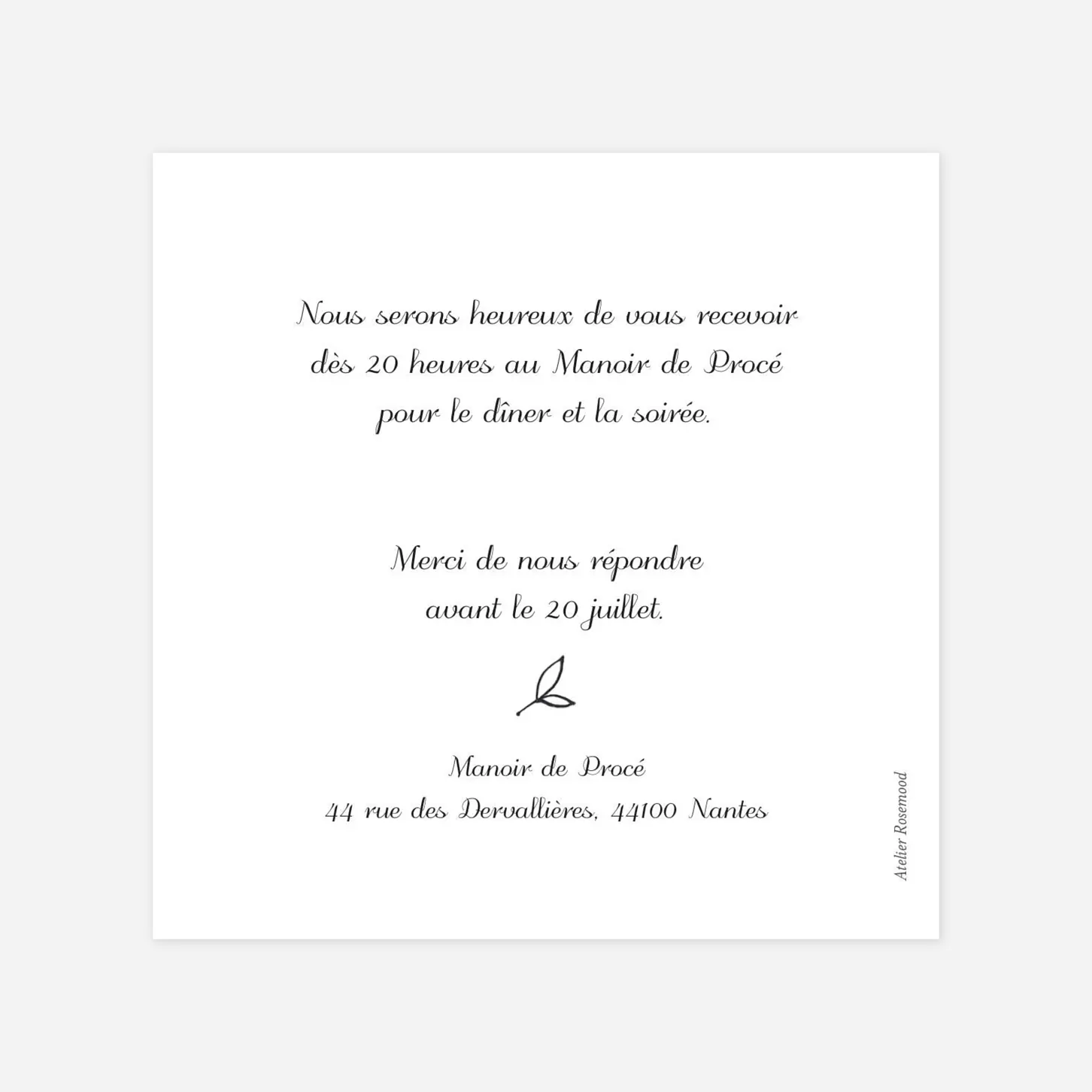 Carton d'invitation Dryade