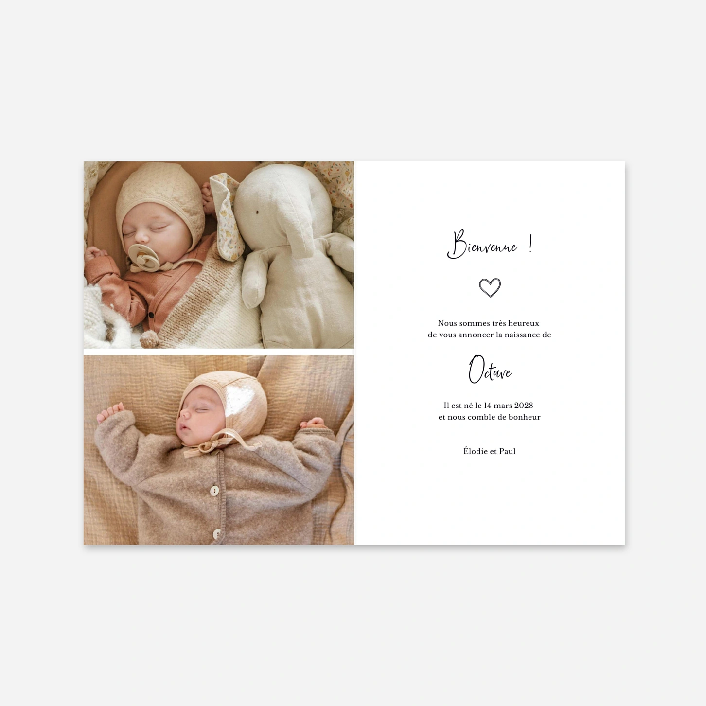 Faire-part naissance Doux baiser