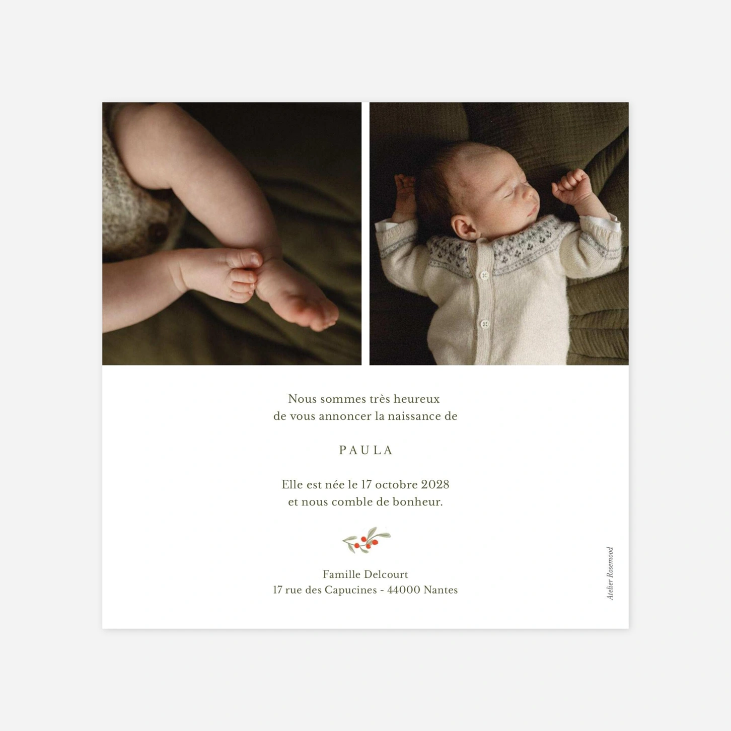 Faire-part naissance En attendant Noël
