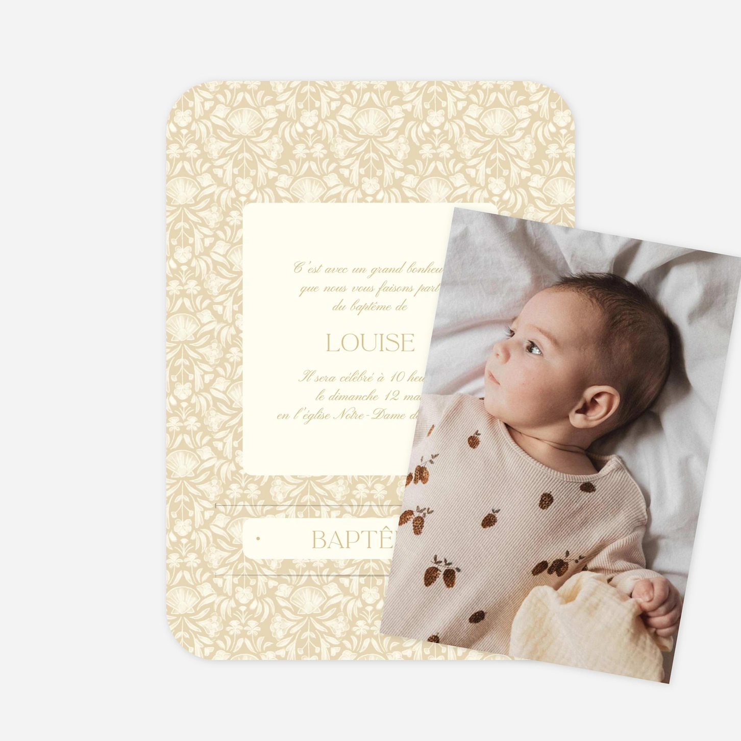 Faire-part baptême Élégant coquillage