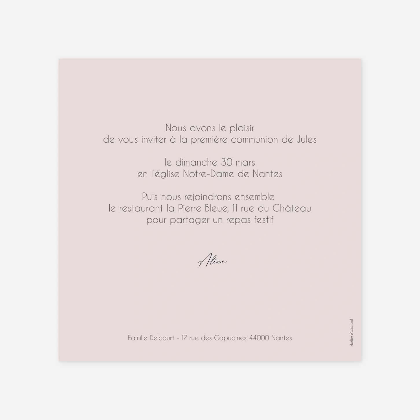 Invitation communion Douce joie