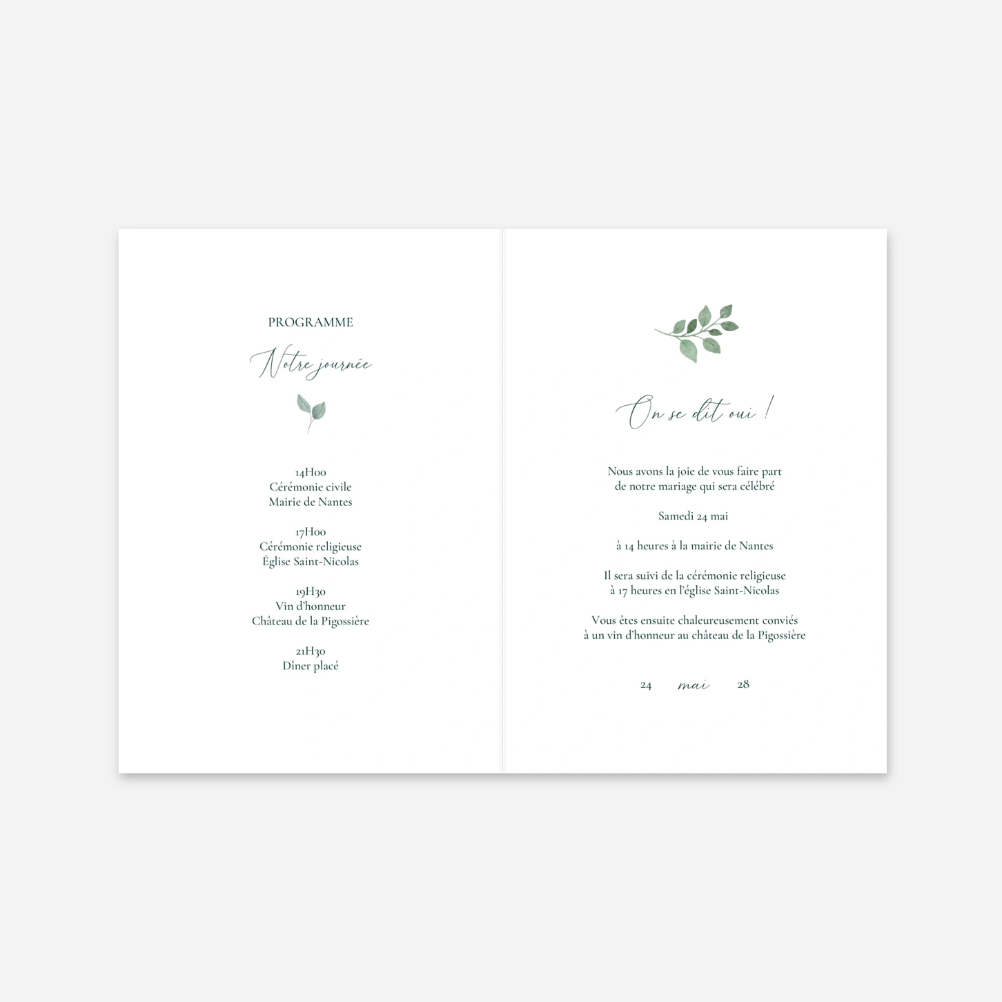 Faire-part mariage Jardin végétal