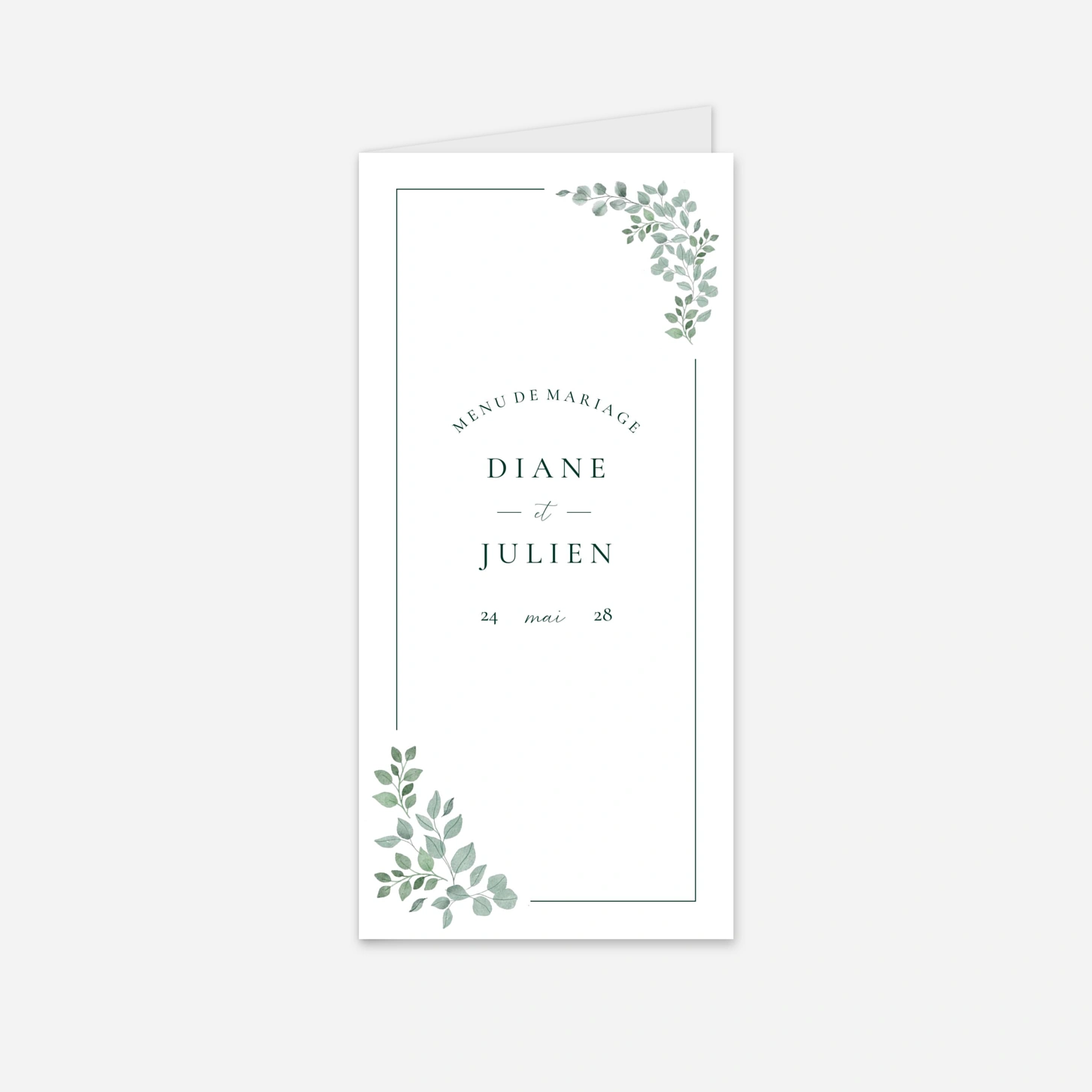 Menu mariage Jardin végétal