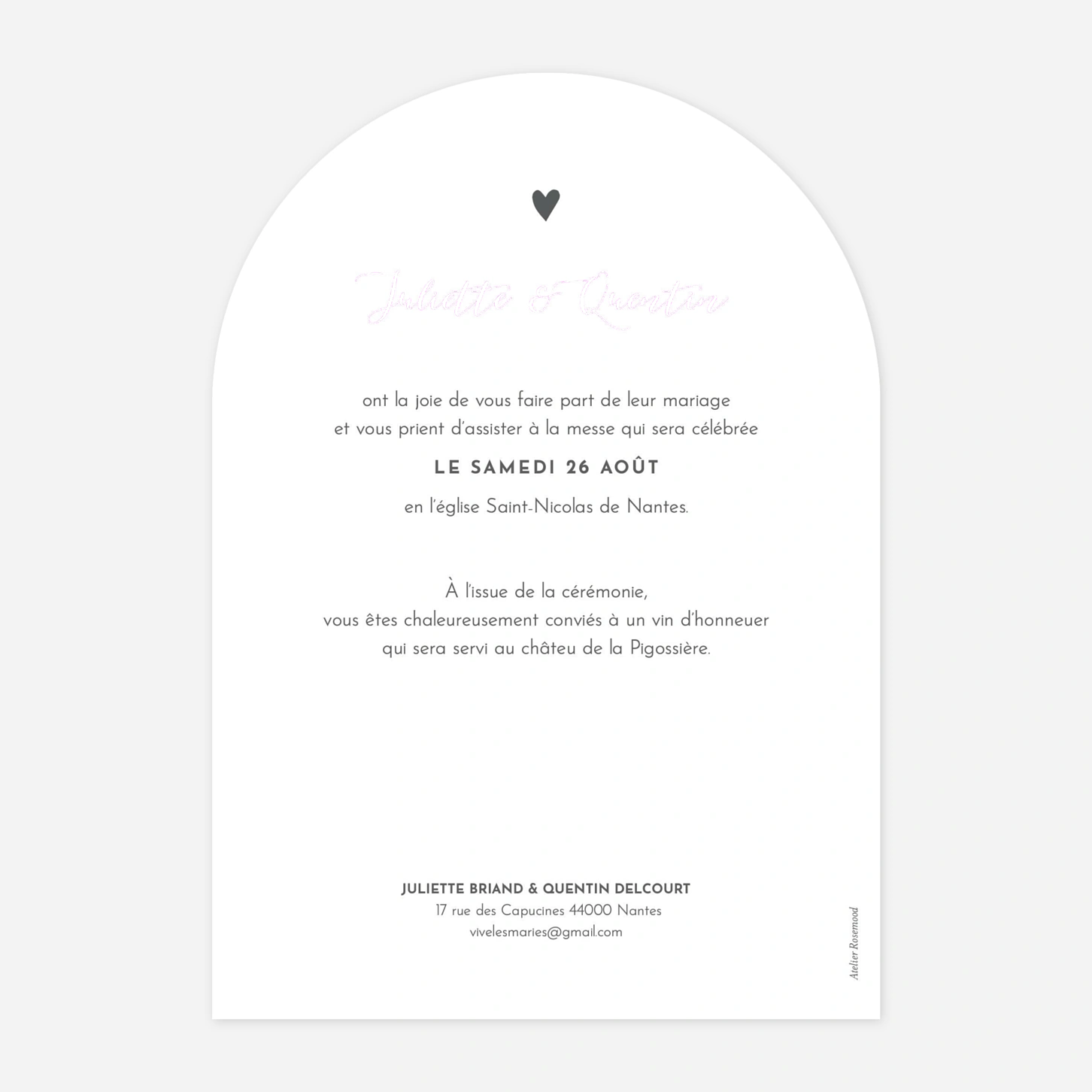 Faire-part mariage Élégant cœur