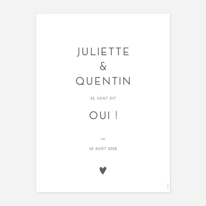 Affiche bienvenue mariage Élégant cœur