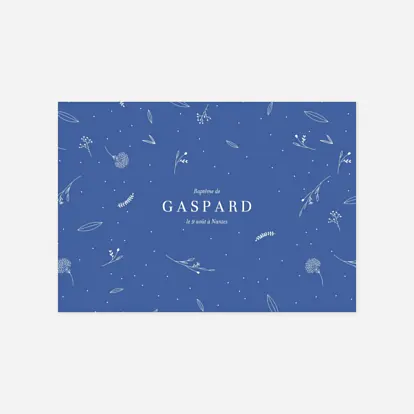 Faire-part baptême Élégant feuillage