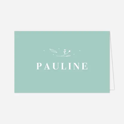 Marque-place Baptême Élégant feuillage