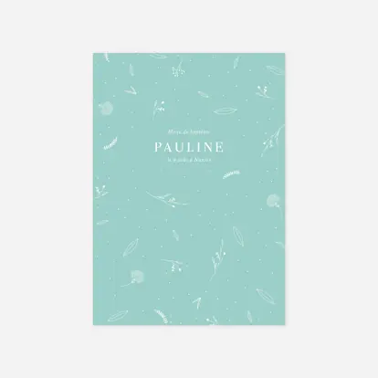 Menu baptême Élégant feuillage