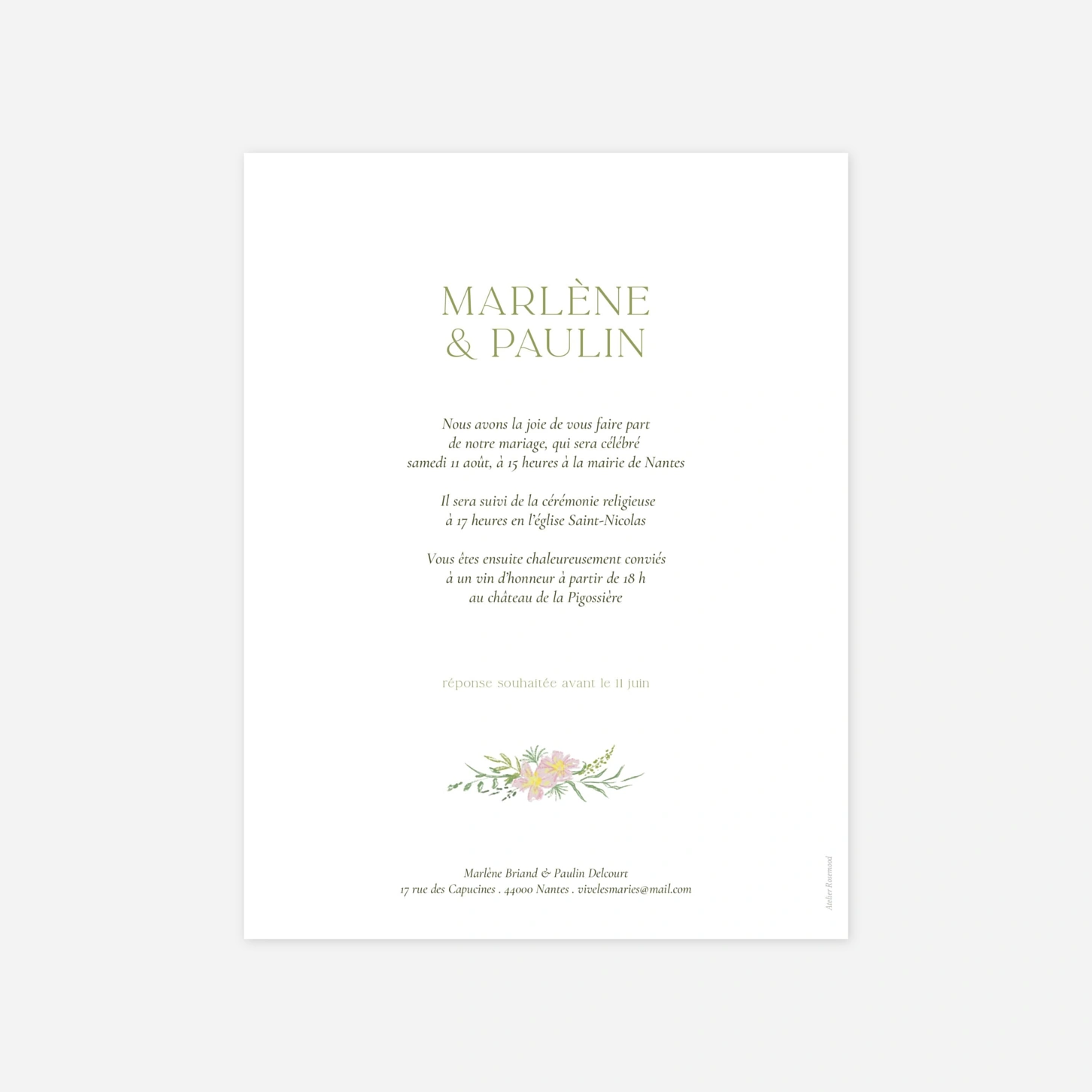 Faire-part mariage Élégance végétale