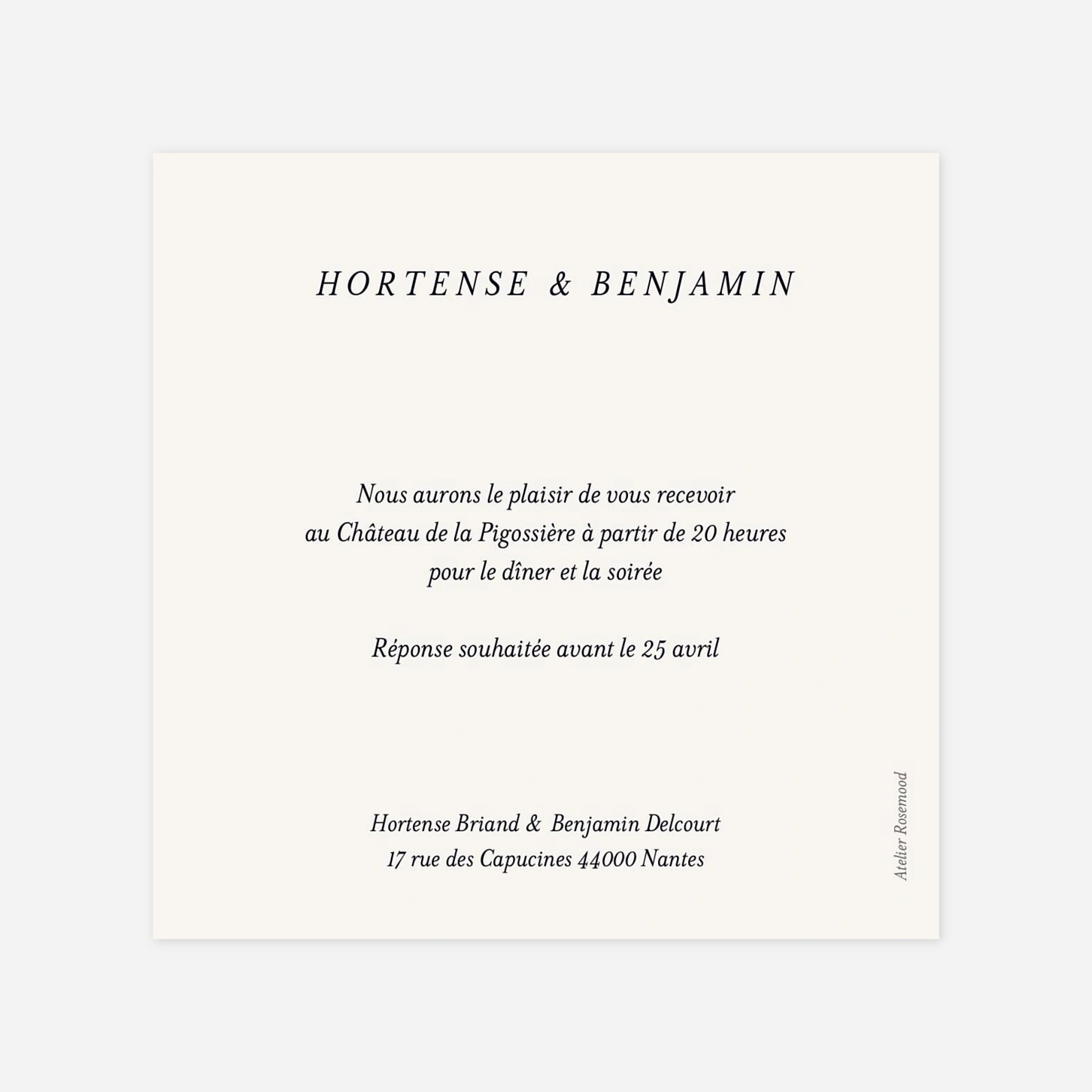 Carton d'invitation Écrin de papier