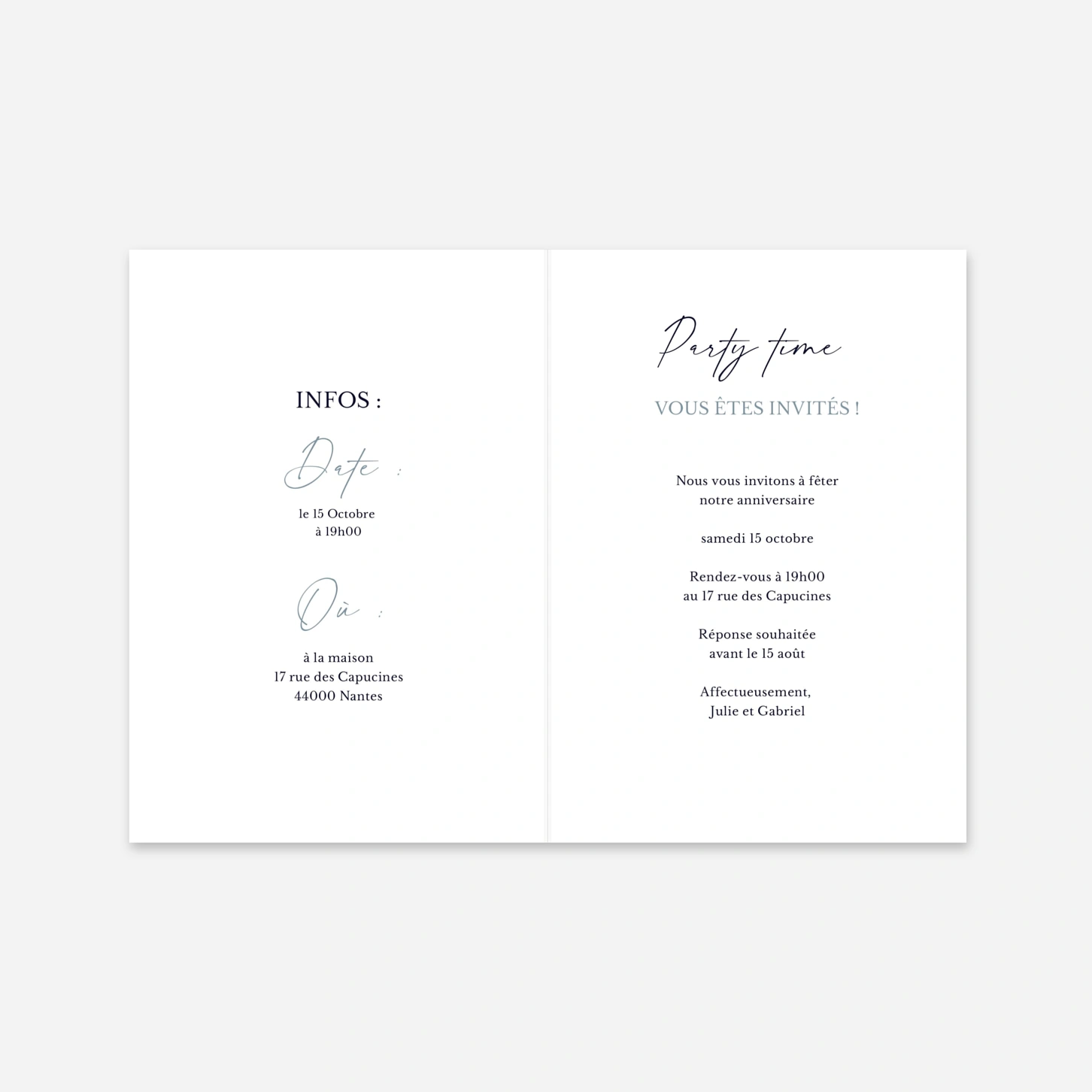 invitation anniversaire Moments partagés