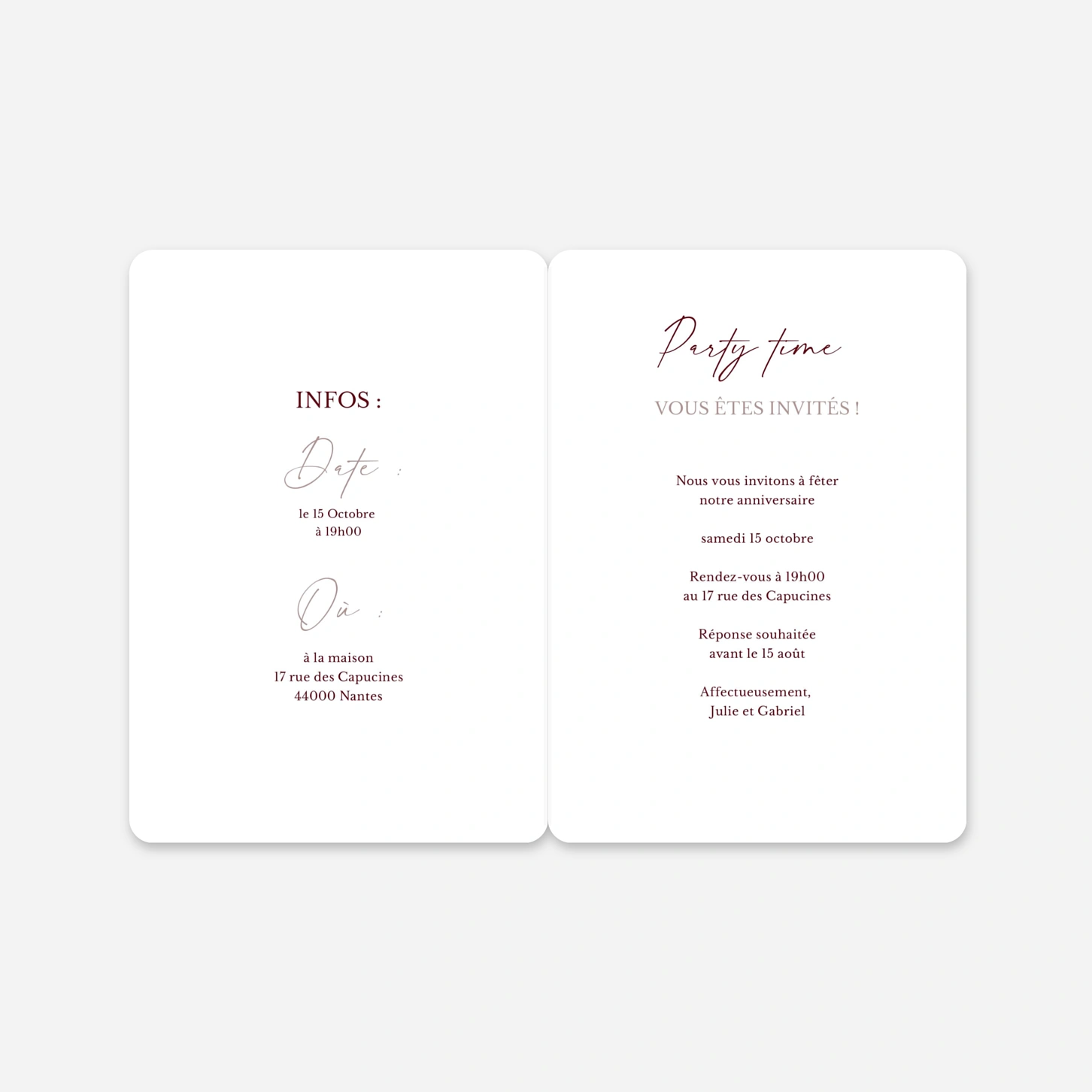 invitation anniversaire Moments partagés