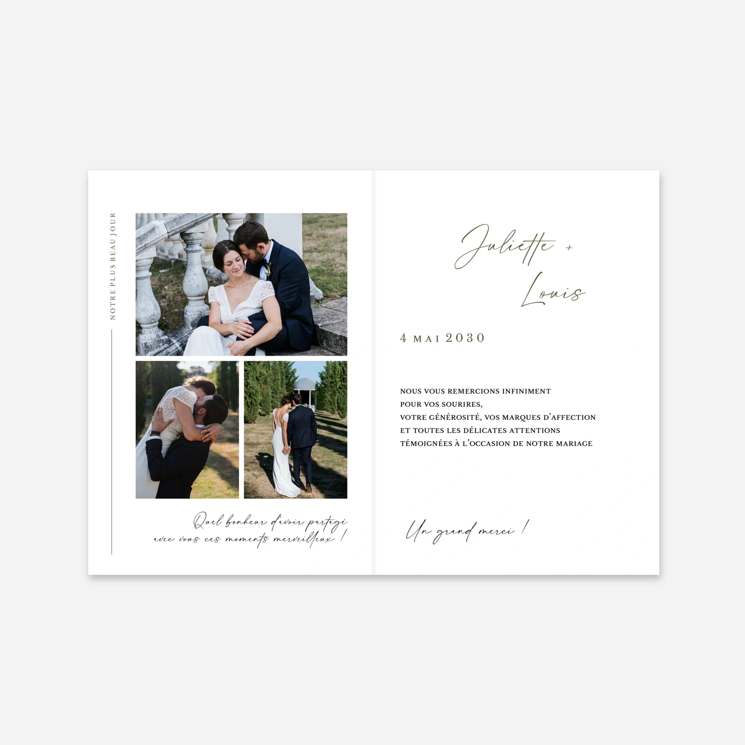 Carte de remerciements Éternelle Élégance