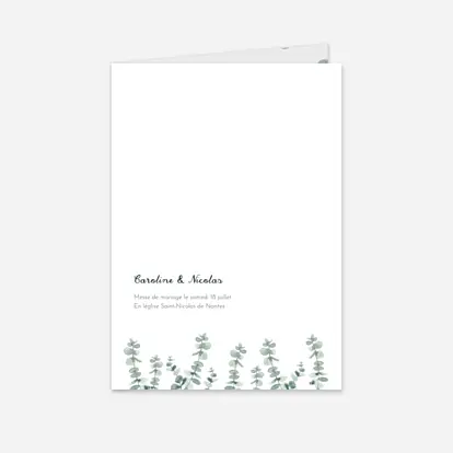 Livret de messe mariage Eucalyptus