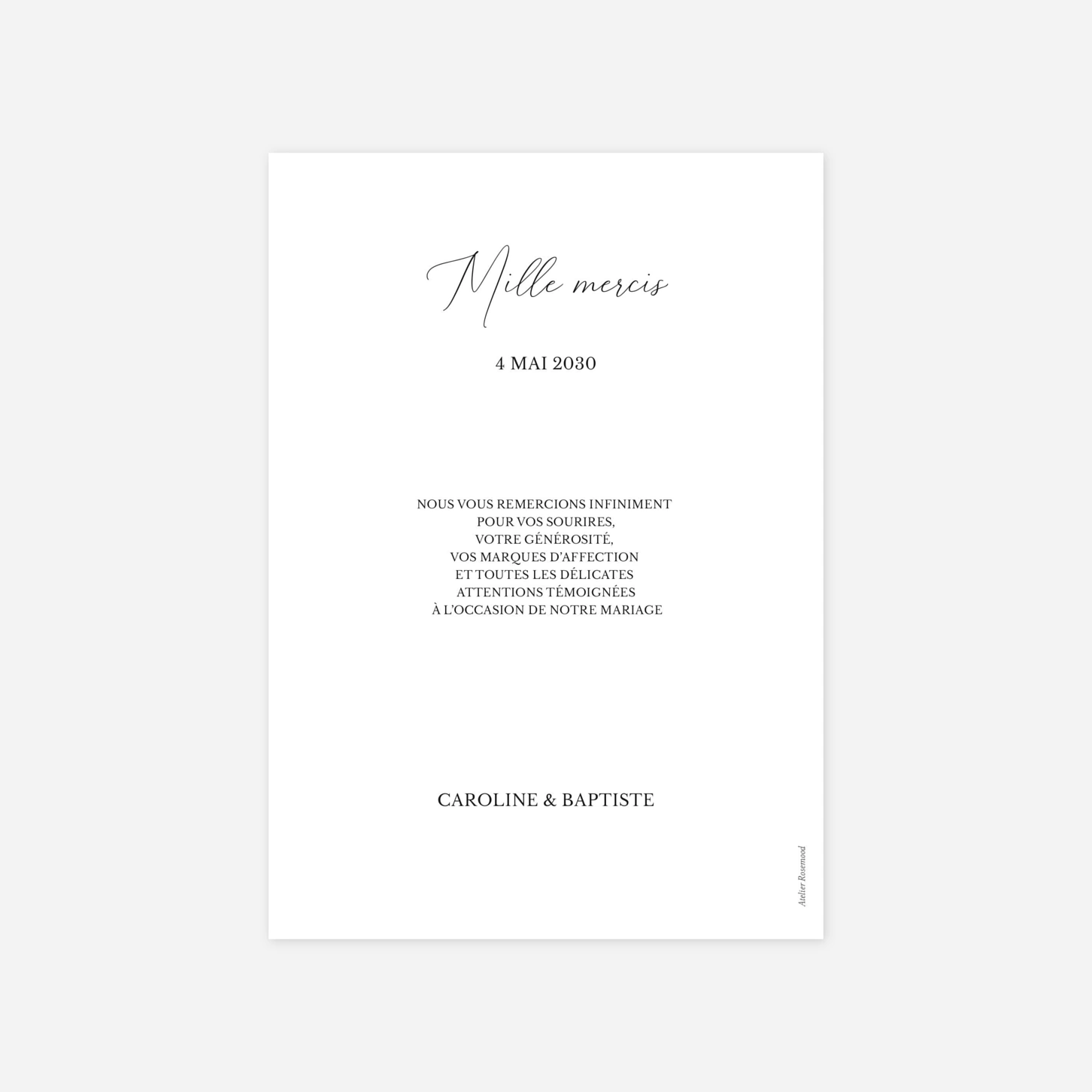 Carte de remerciements Notre instant